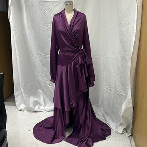 PATBO Ruffled Satin High-Low Wrap Dress size 8 NWT